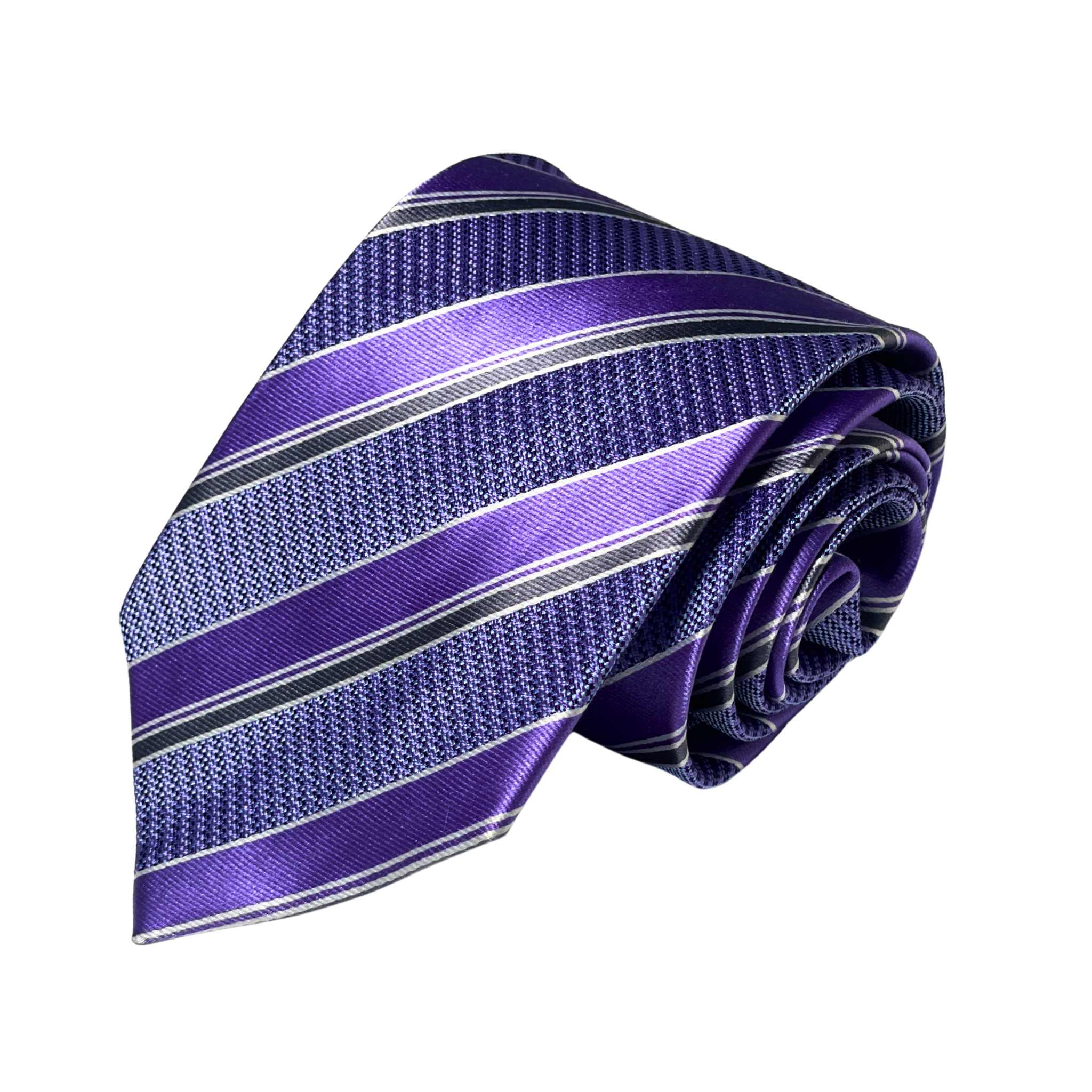 Purple Silver Stripe Tie