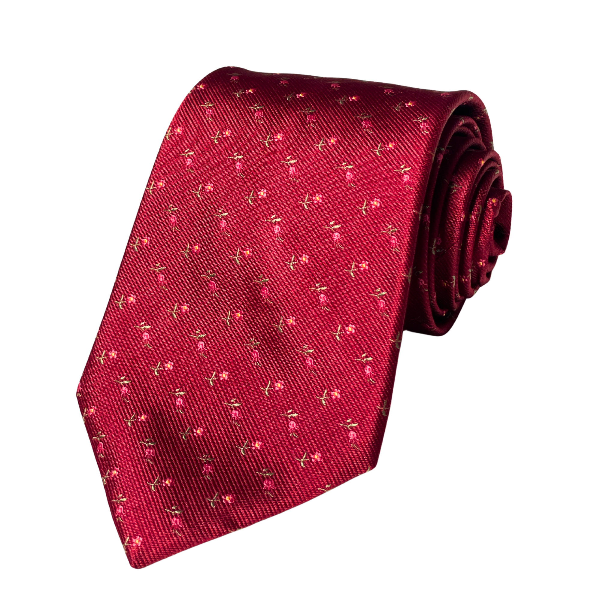 Burgundy Mini Floral Tie