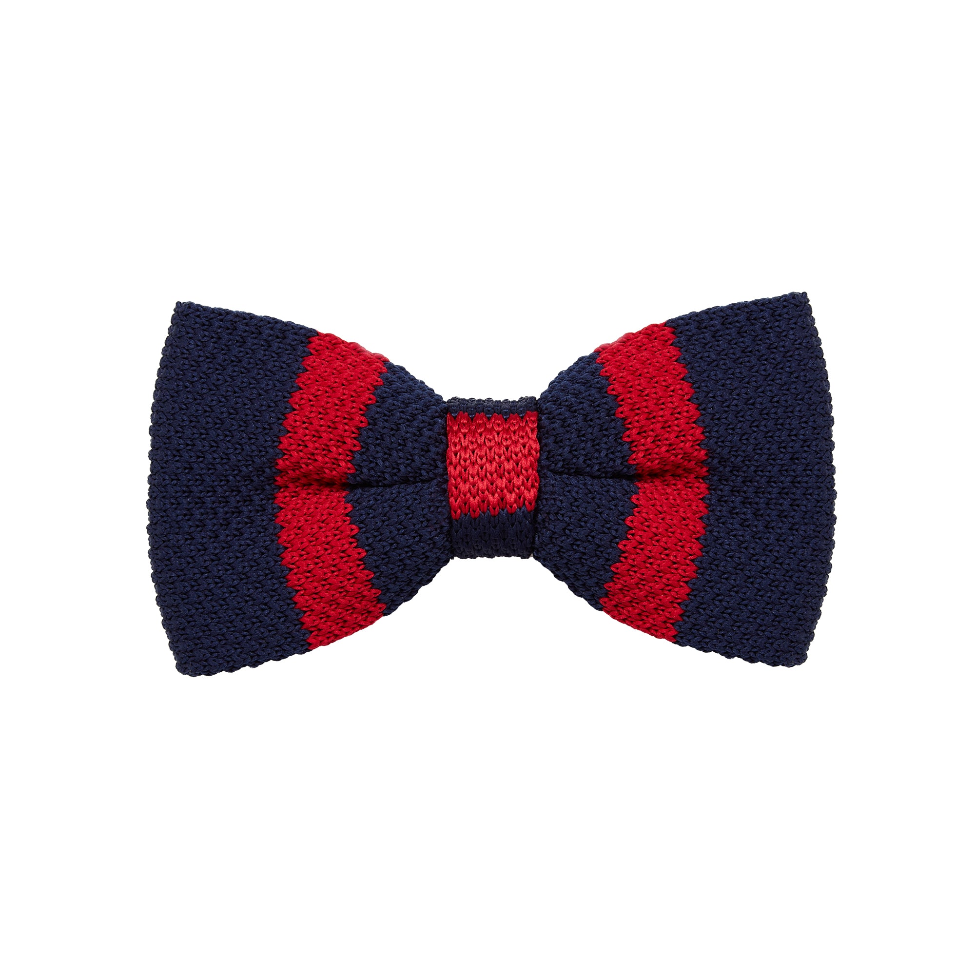 Navy Blue/Red Stripes Knitted Bow Tie