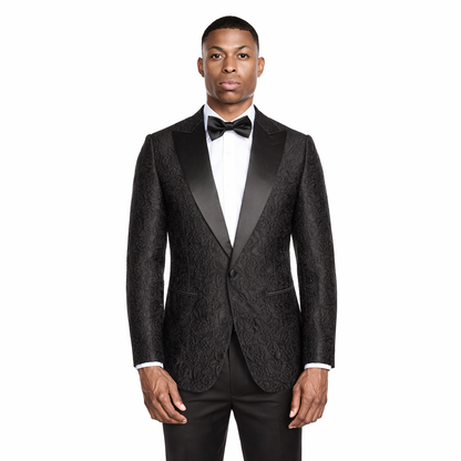 Peak Single-Breasted Heavy Jacquard Jacket