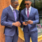 Single-Breasted Two-Button Navy Suit Jacket