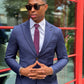Single-Breasted Two-Button Navy Suit Jacket