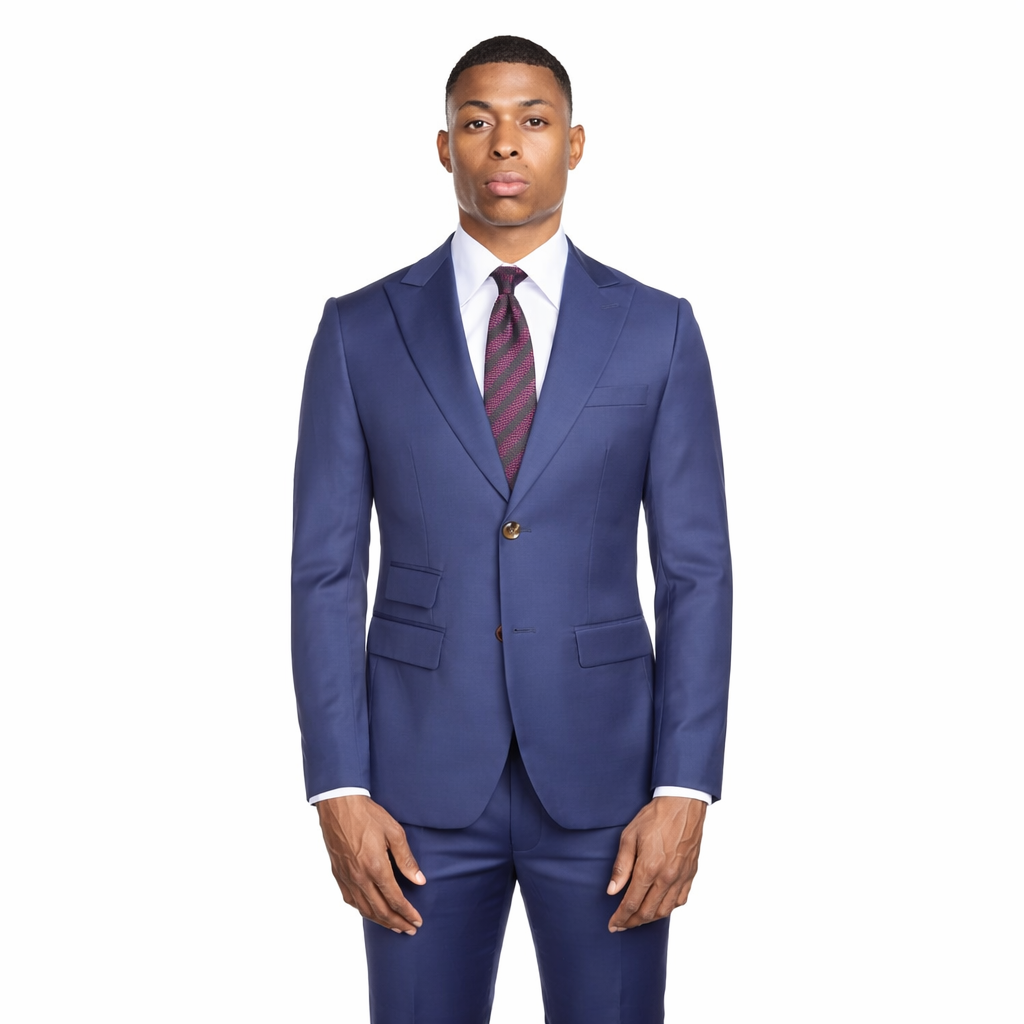Single-Breasted Two-Button Navy Suit