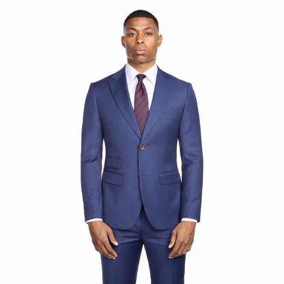Single-Breasted Two-Button Navy Suit