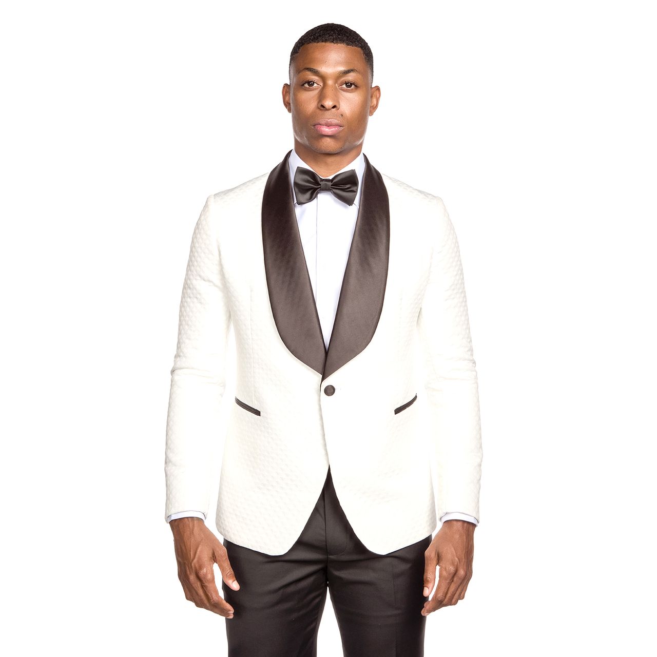 Single-Breasted Shawl Lapel Jacquard Tux Jacket